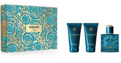 Versace Eros Gift Set 50 Ml Edt, Shower Gel And Eros 50 Ml Eros Aftershave Balm 50 Ml