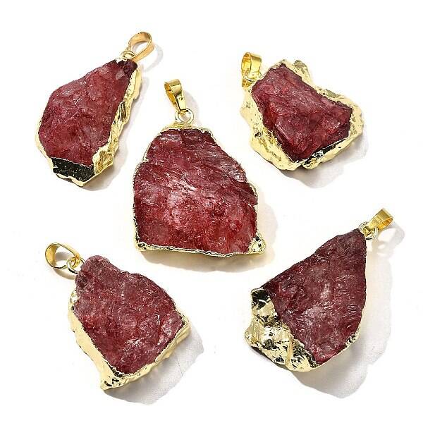 Raw Rough Natural Dyed Quartz Crystal Pendants