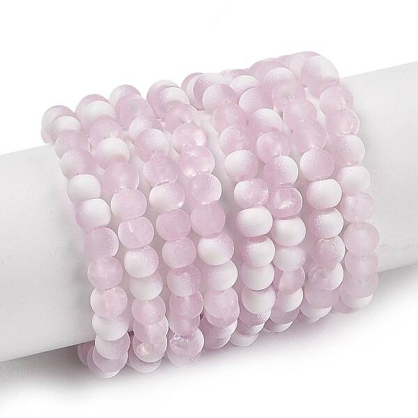 Frosted Crackle Glass Beads Strands
