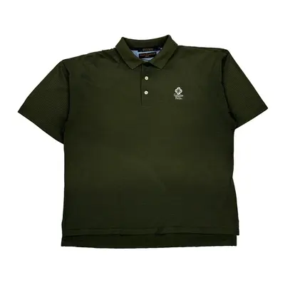 Tommy Hilfiger Striped Polo Shirt - Large Green Cotton
