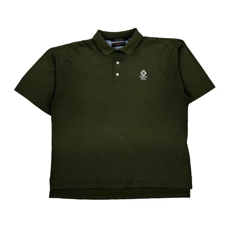Tommy Hilfiger Striped Polo Shirt - Large Green Cotton