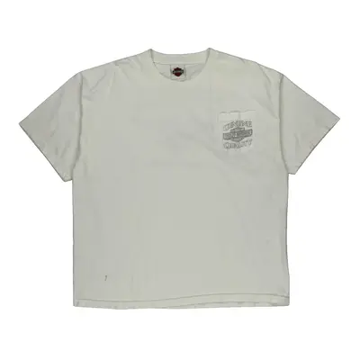 Rubber City Harley Davidson Graphic T-Shirt - 2XL White Cotton