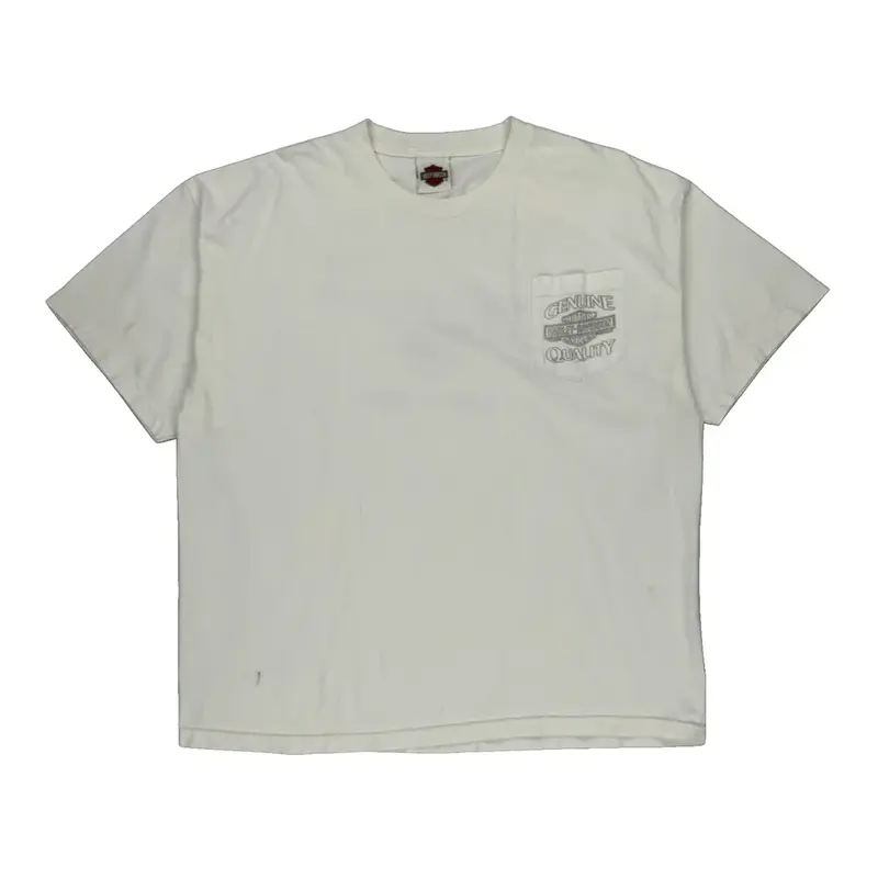 Rubber City Harley Davidson Graphic T-Shirt - 2XL White Cotton