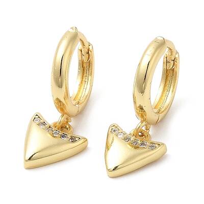 Rack Plating Brass Triangle Dangle Hoop Earrings with Cubic Zirconia