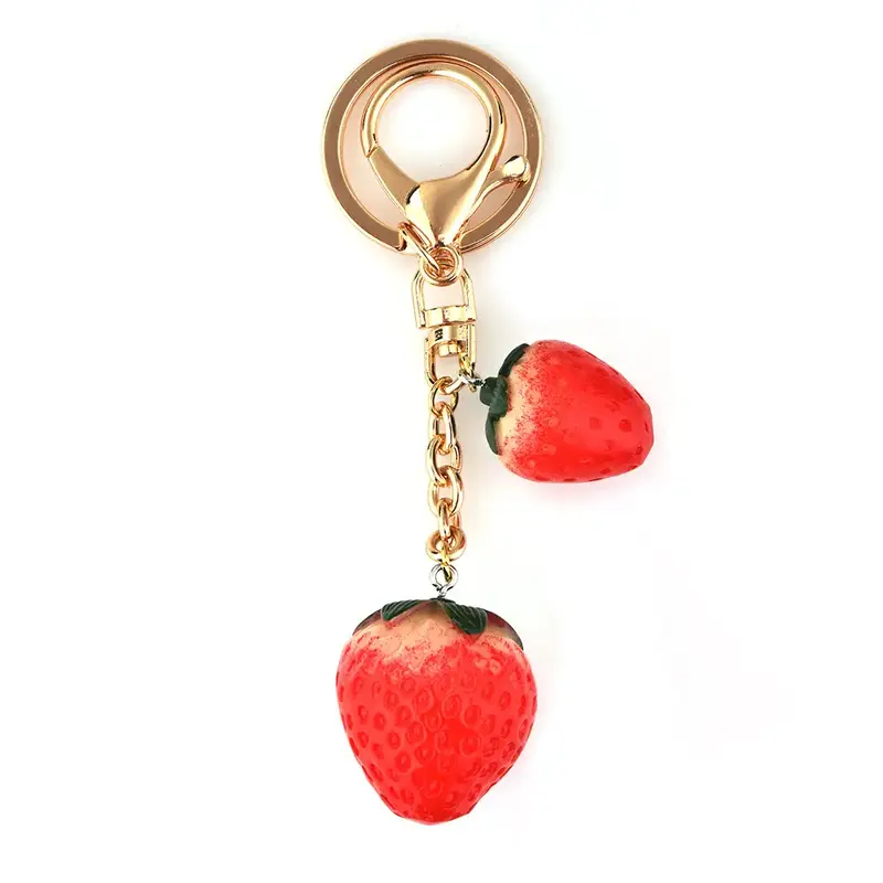 Cute Strawberry & Flower Design Keychain, Fashionable Keychain for Women & Girls, Trendy All-match&Exquisite quartz Keychain
