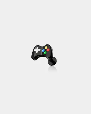 Oufer X Roly Game Controller Internally Threaded Cartilage Stud - Black