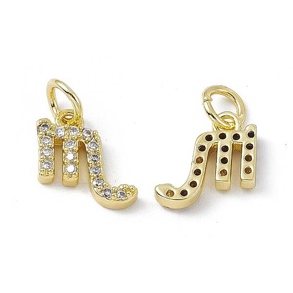 Real 18K Gold Plated Brass Micro Pave Clear Cubic Zirconia Charms