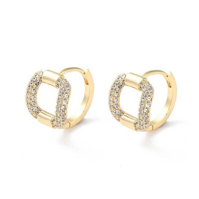 Brass Micro Pave Cubic Zirconia Hoop Earrings