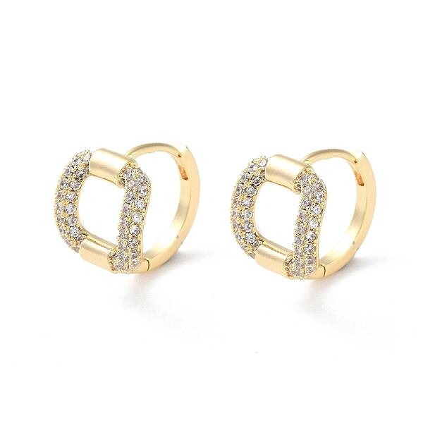 Brass Micro Pave Cubic Zirconia Hoop Earrings
