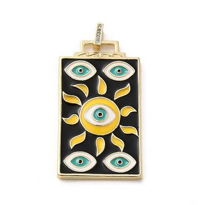 Brass Micro Pave Cubic Zirconia Pendant with Enamel