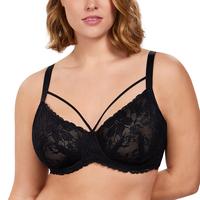 HSIA Pretty In Petals Plus Size Unlined Strappy Floral Lace Unpadded Plus Size Underwire Bra  Comfort Basic Minimalist Womens...
