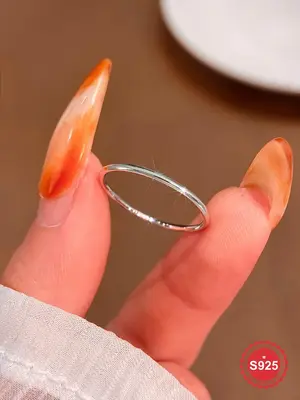 S925 Sterling Silver Minimalist Ring, Fashion Accessories for Women & Girls, Trendy All-match & Exquisite Jewelry for Birthda...
