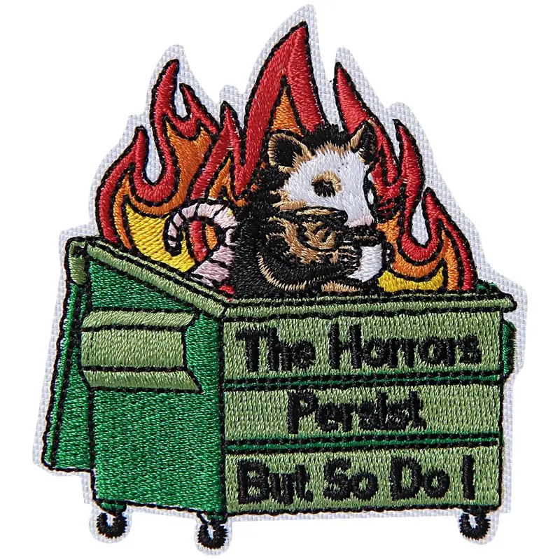 The Horrors Persist But So Do I Patch, 1pc Embroidered Hook and Loop Patches, Funny Animals Appliques for Backpacks, Trucker ...