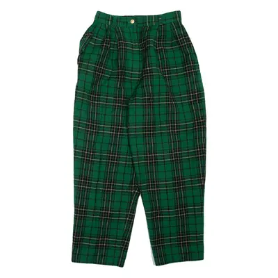 MELS-G Check Womens Trousers Green Regular Mom 90s W24 L24