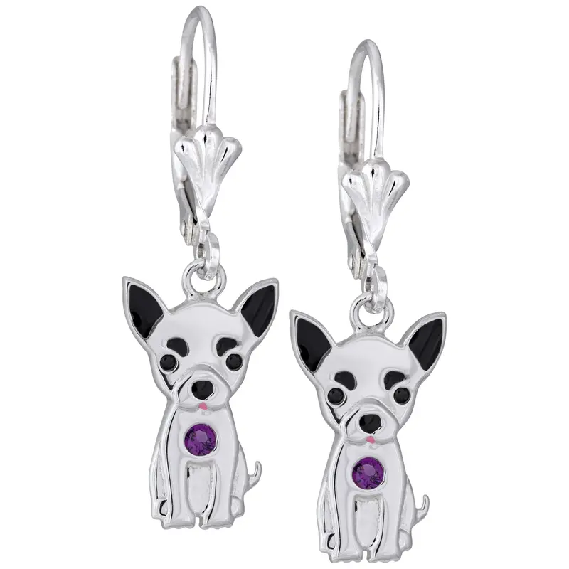 Sterling & Crystal Pup Earrings - Labrador Retriever