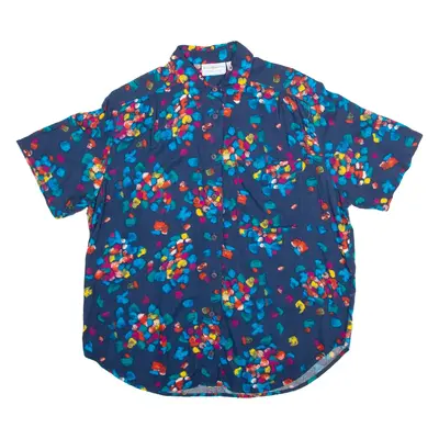 MAGGIE LAWRENCE Womens Printed Shirt Blue Collared Crazy Pattern M