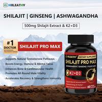 HIILEATHY Optimal Shilajit PRO MAX 60 Capsules Made in USA with Essential Minerals for Healthy Aging and Immune System Suppor...