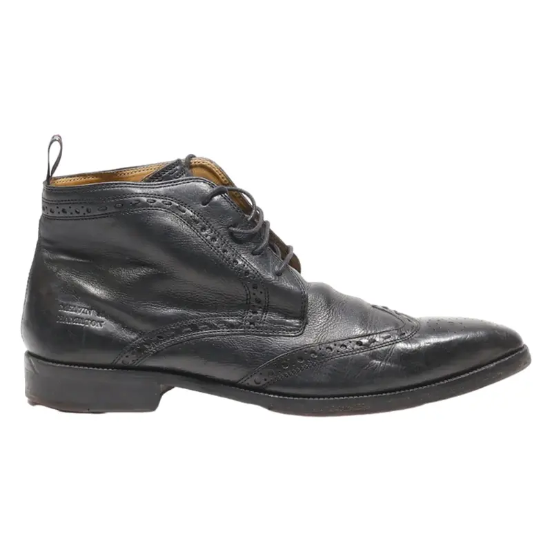 MELVIN & HAMILTON Brogue Lace-Up Boots Black Leather Mens UK 8
