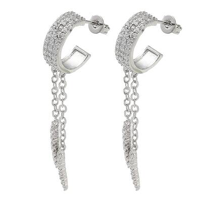 Brass Micro Pave Clear Cubic Zirconia Stud Earrings