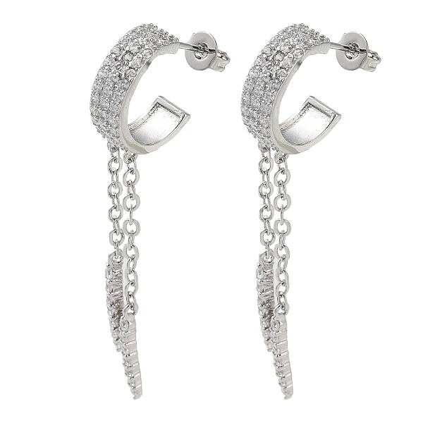 Brass Micro Pave Clear Cubic Zirconia Stud Earrings