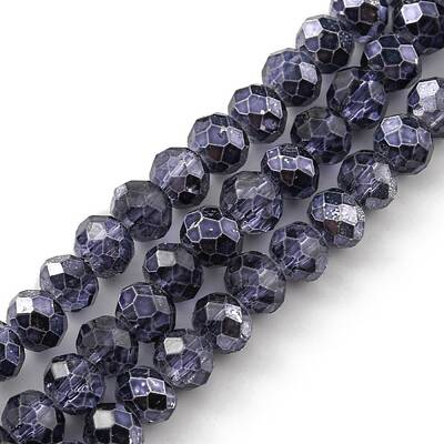 Faceted Rondelle Transparent Painted Glass Beads Strands