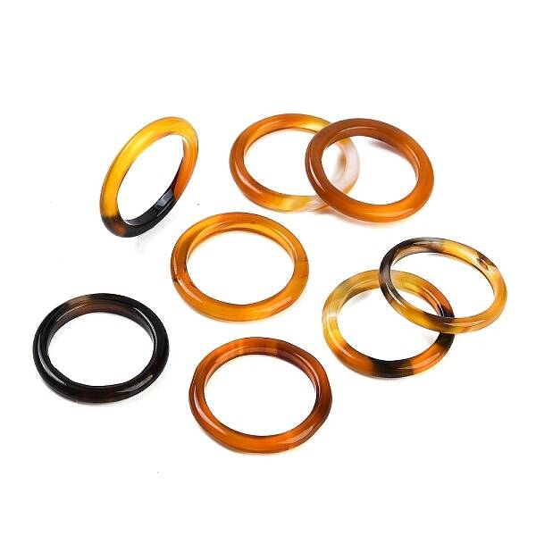 Dyed & Heated Natural Striped Agate/Banded Agate Finger Rings for Women