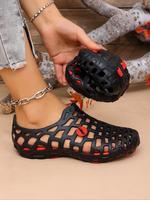 Women's Fashionable Plain Color Hollow Out Design Slides, Casual Comfortable Soft Sole Slippers, Non-slip Beach Slippers for ...