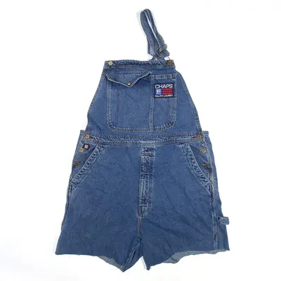 CHAPS RALPH LAUREN Customised One Strap Denim Overalls Blue Straight Mens W38 L5