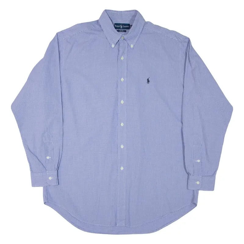 RALPH LAUREN Blake Mens Shirt Blue Check Long Sleeve L