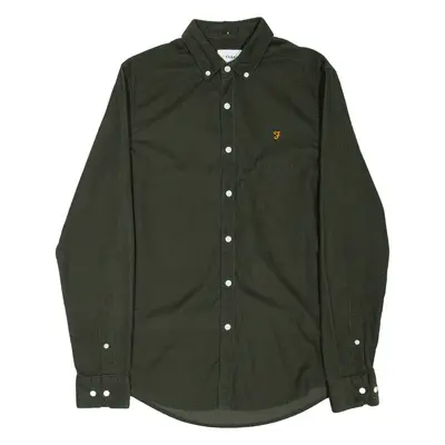 FARAH Slim Fit Mens Corduroy Shirt Green Long Sleeve S