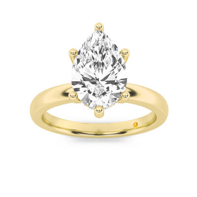 Secret Sparkle Hidden Halo Pear Shape Lab Grown Diamond Engagement Ring | 10K Yellow Gold 2 1/10 CT. TW.