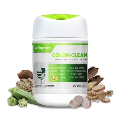 Kingscom Colon Clean Extra Strength 15 Day Cleanse Gut and Colon Support Caffeine Free with Okra Powder ,Dandelion Root & Ora...