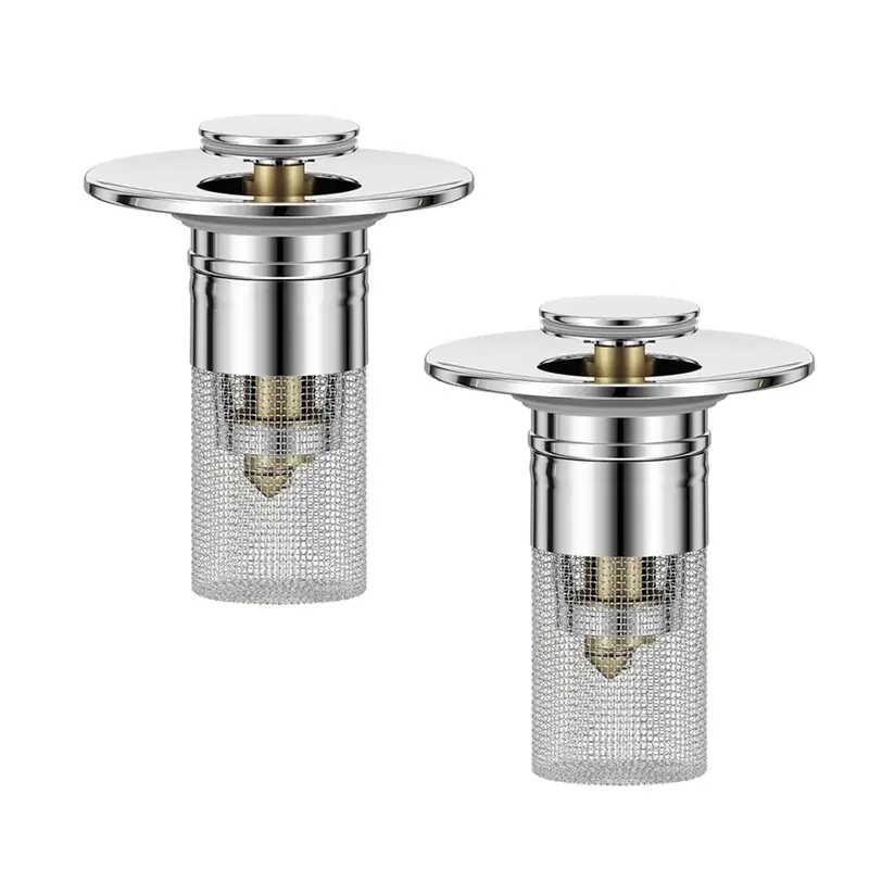 Bathroom Sink Stopper Hair Catcher, Pop-up Sink Drain Strainer with Removable Stainless Steel Strainer Basket Hair Catcher, B...
