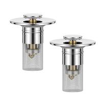 Bathroom Sink Stopper Hair Catcher, Pop-up Sink Drain Strainer with Removable Stainless Steel Strainer Basket Hair Catcher, B...
