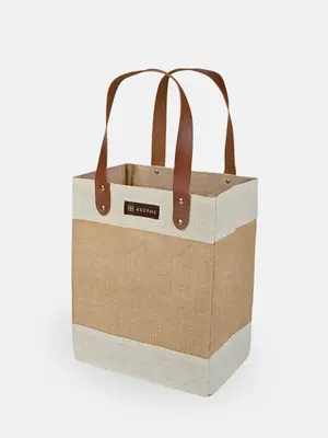 Jute 2-in-1 Convertible Beverage Tote | Color: Cream