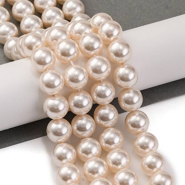 Baking Painted Pearlized Glass Pearl Round Bead Strands