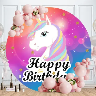Aperturee Circle Bokeh Unicorn Happy Birthday Backdrop