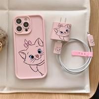 Cute Cat Pattern Phone Case with with Charger Protective Cover (5 Counts/set), Phone Protective Cover, Phone Accessories for...