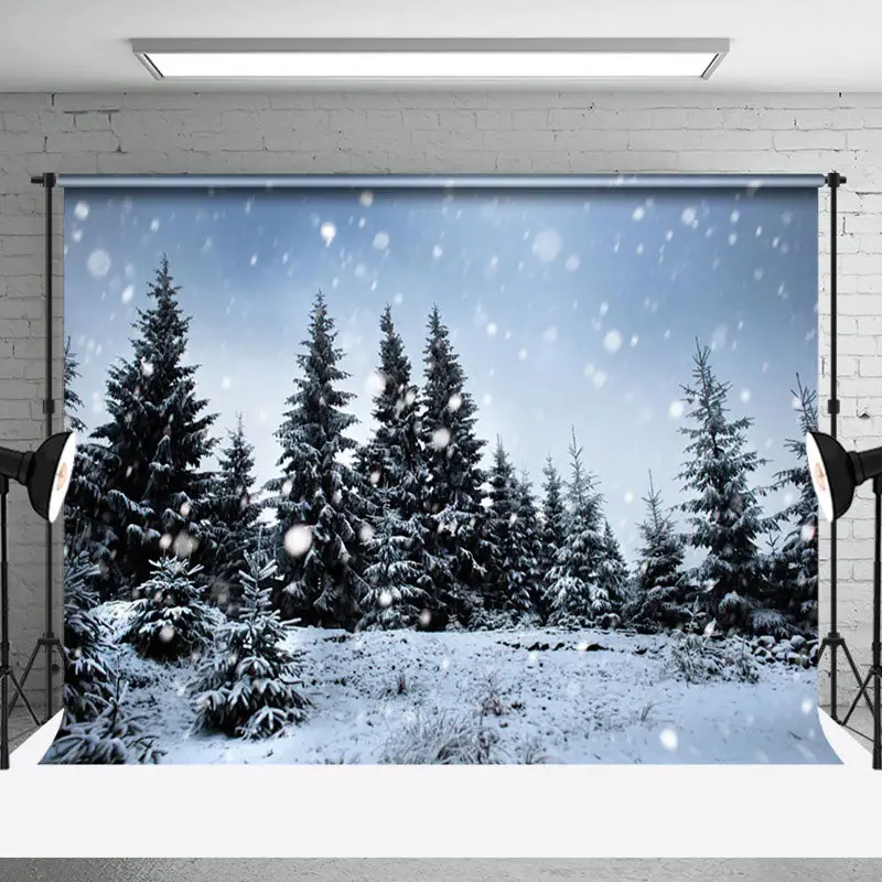 Winter Wonderland Sky And Pines Backdrop Phoot Shoot - Aperturee