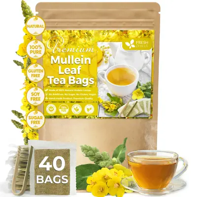 Premium Mullein Leaf Tea Bags For Lung, 100% Natural & Pure from Mullein Leaves. Loose Leaf Mullein Herbal Tea. Made with Nat...