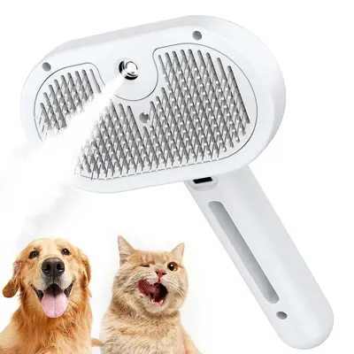 Spray Cat Brush for Shedding, Self-cleaning Dog Steam Brush, Remove Static Flying Hair Spray Brush for Cats and Dogs, Massage...