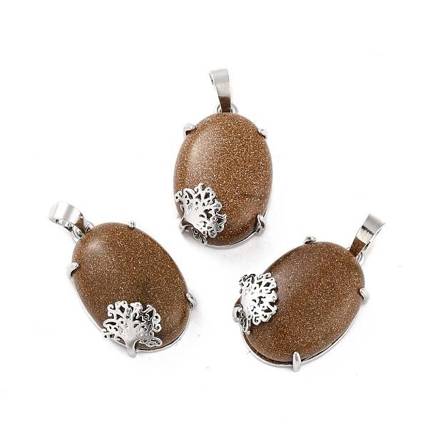 Synthetic Goldstone Pendants