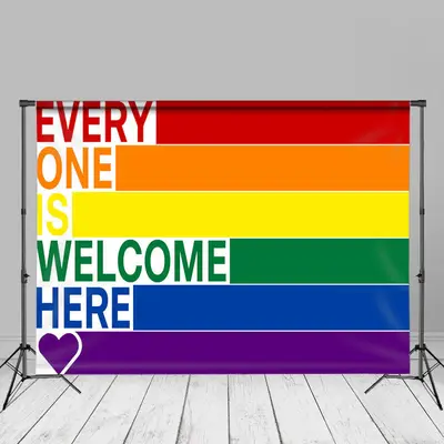 Rainbow Every One Is Welcome Here Pride Month Backdrop - Aperturee