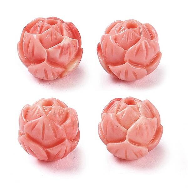 Synthetic Shell Dyed Carved Beads