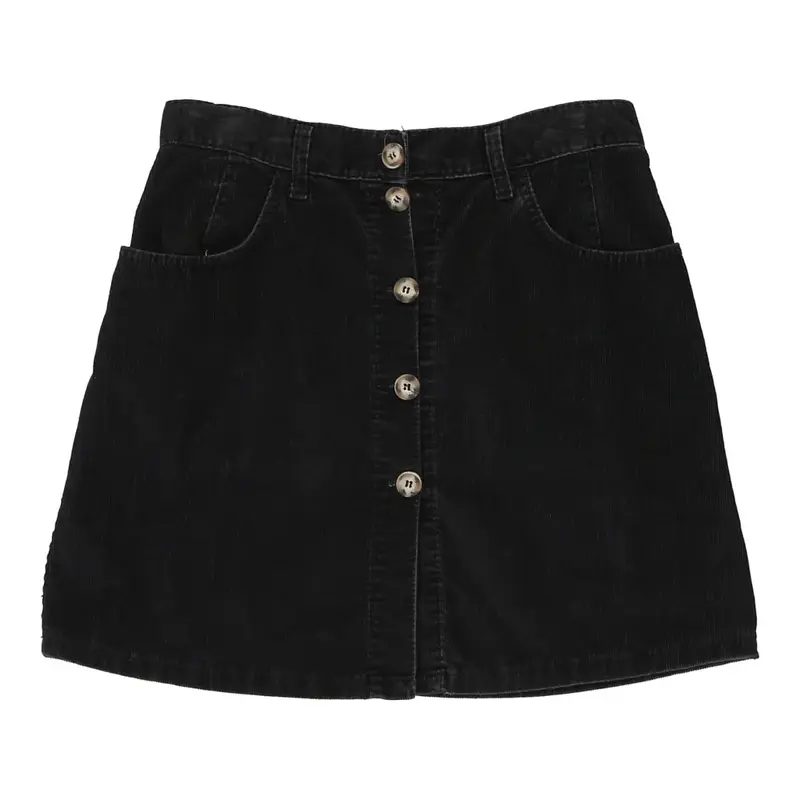 Miss Clark Mini Cord Skirt - 32W UK 12 Black Cotton
