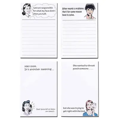 Funny Memo Pad, 4pcs/set 200 Sheets Cute Novelty Notepad, Sticky Note for Office, School, Home, Gift for Coworker, Friend or ...