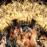 MICRENCY 30 wedding party wands with satin ribbon flowing light wands, glowing LED silk glowing fairy wands with bells, suita...