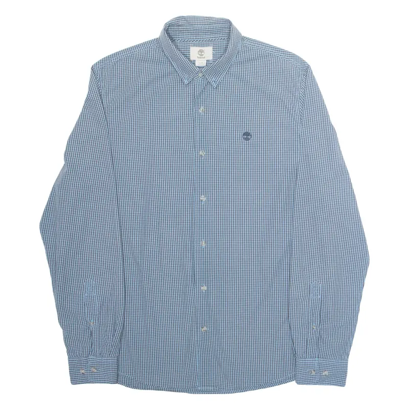 TIMBERLAND Slim Fit Mens Shirt Blue Check Long Sleeve L