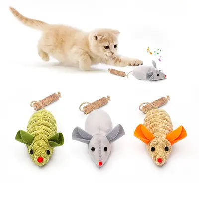 Potaroma Cat Toys 3Pcs Squeak Mice, Interactive Silvervine Animals Toys for Indoor Kittens, Dental Chirping Toy, Cat Chew Exe...