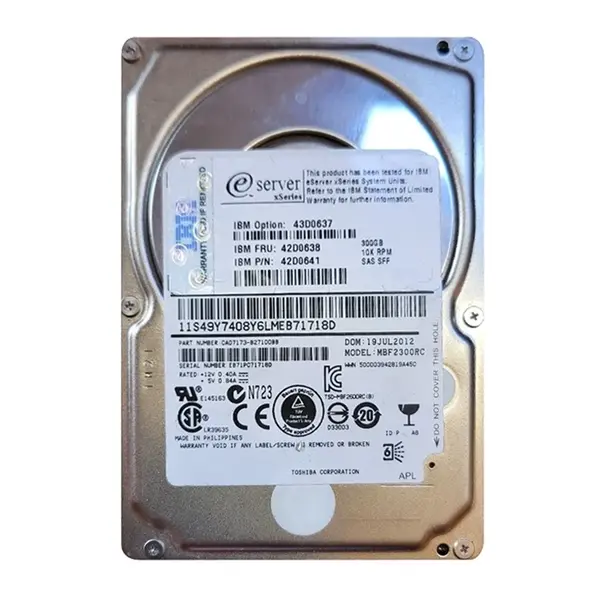 42D0638 IBM 300GB 6Gb/s SAS 10000 2.5-inch 64MB Hard Drive